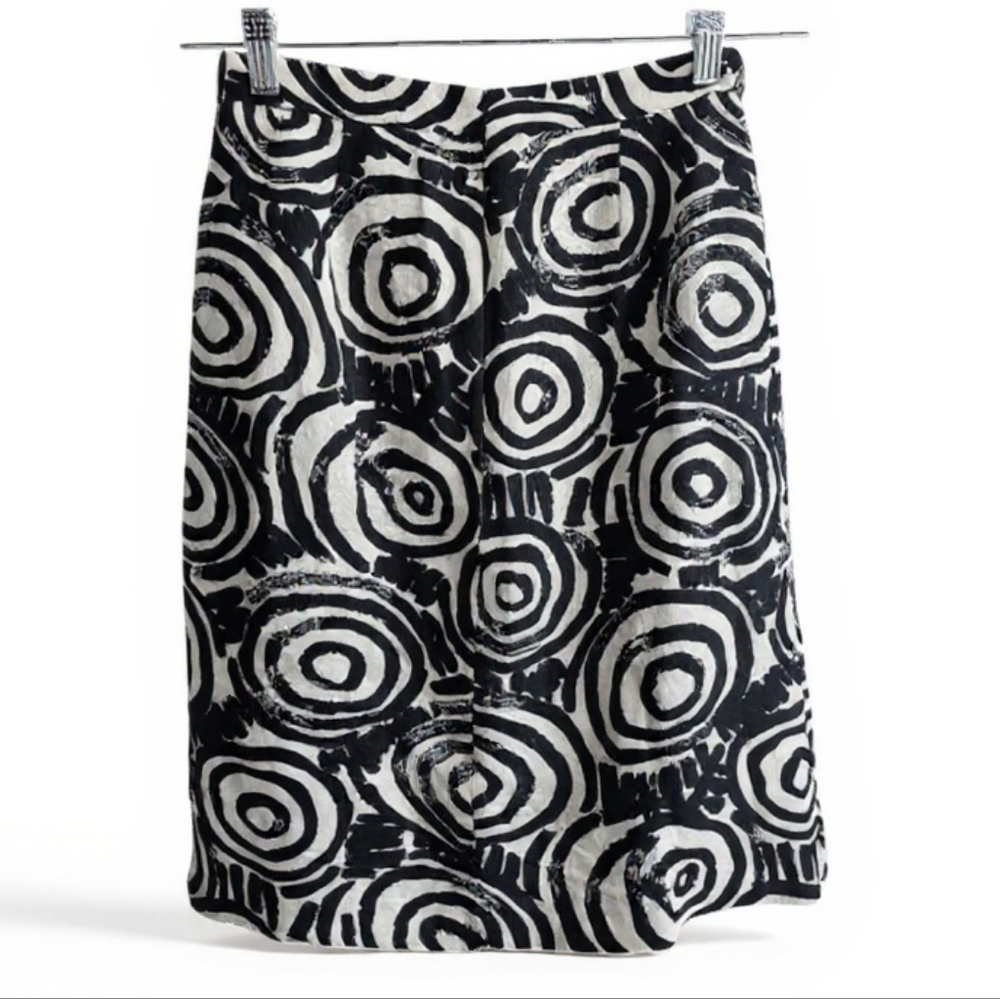 Clements Ribeiro Floral High Waisted Linen Blend Pencil Skirt Size 4